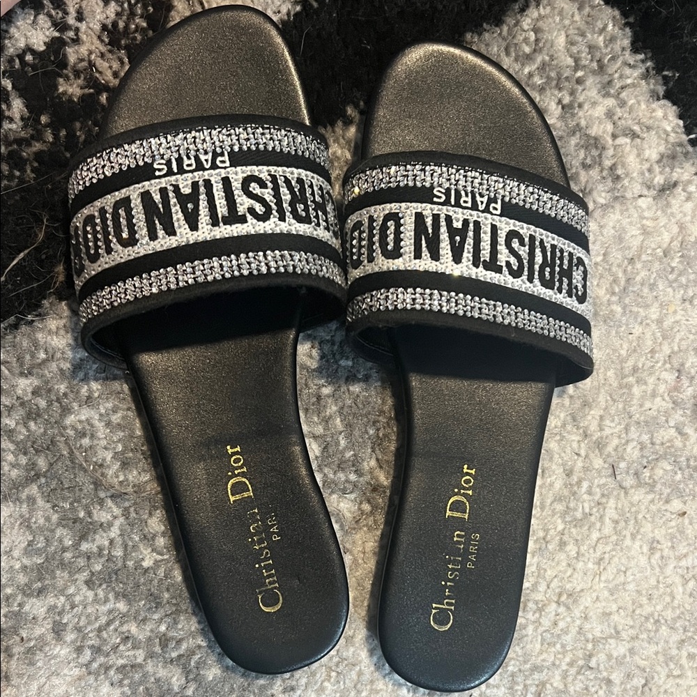 Dior Black Slides with Silver Accents - Picture 8 of 9